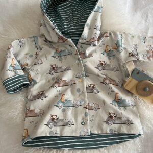 Jerseyjacke mit Kapuze «Seifenkiste» Grösse 80