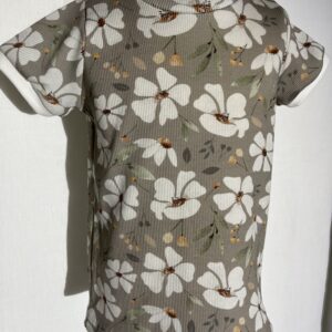 Rib-Shirt Kurzarm «Flowers» Grösse 104