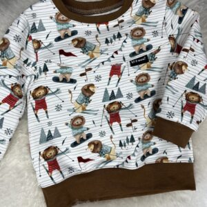 Pullover «Pullover mit Teilung - Skifahrer Löwe» Grösse 86
