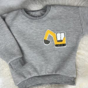 Pullover «Sweater - Waffelstrick Jersey Hellgrau Meliert» Grösse 86