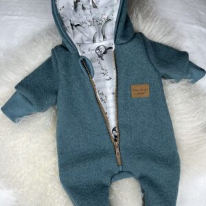 WollWALK «WALK-Overall mit Reissverschluss kurz - Smaragd mit Winterfreunde» Grösse 56
