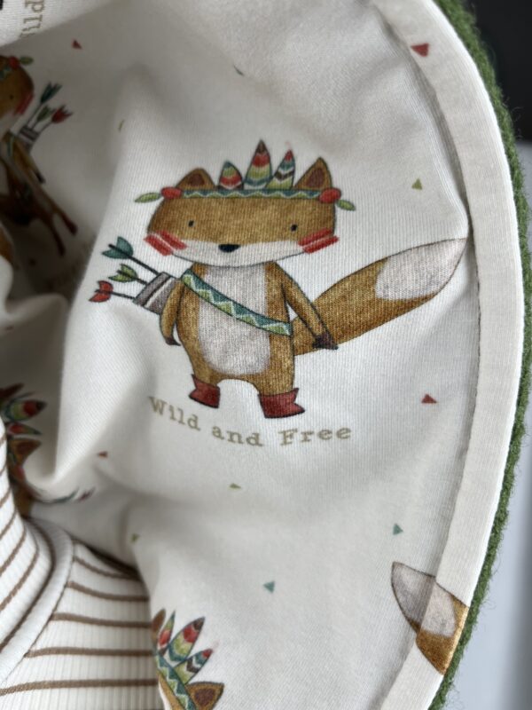 WollWALK «WALK-Jacke - Moosgrün mit Wild & Free Foxi» Grösse 86 – Bild 2