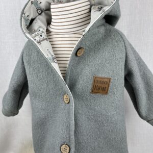 WollWALK «WALK-Jacke - Altmint mit Bauernhof Traktor» Grösse 92