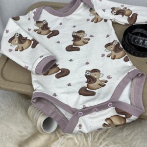 Body «Body Langarm - Schmetterlings Pferdchen Braun» Grösse 68