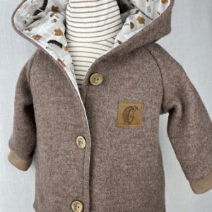 WollWALK «WALK-Jacke - Braun mit Igel Herbstlaub» Grösse 92