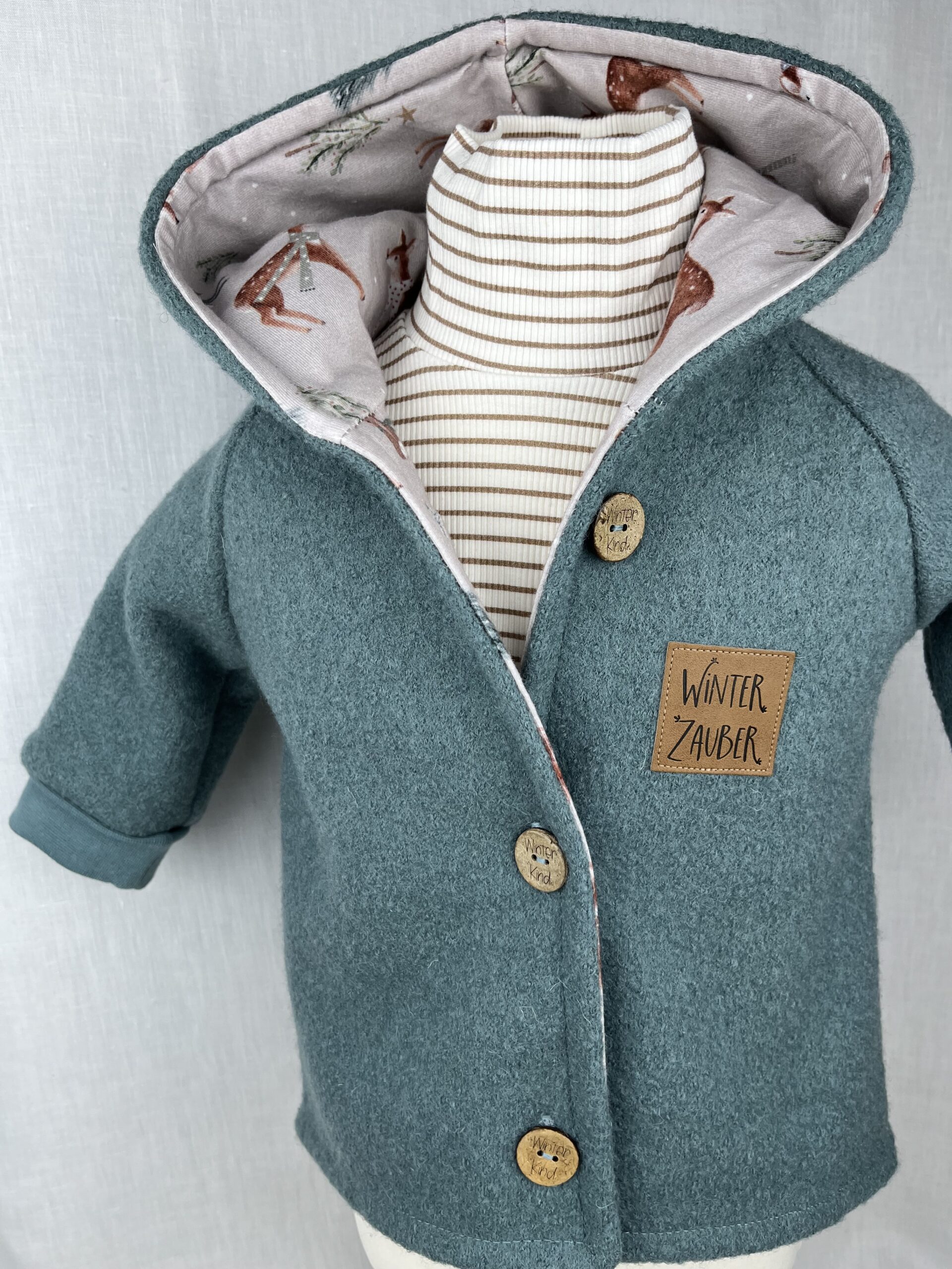 WollWALK «WALK-Jacke - Smaragd mit Winterreh» Grösse 74
